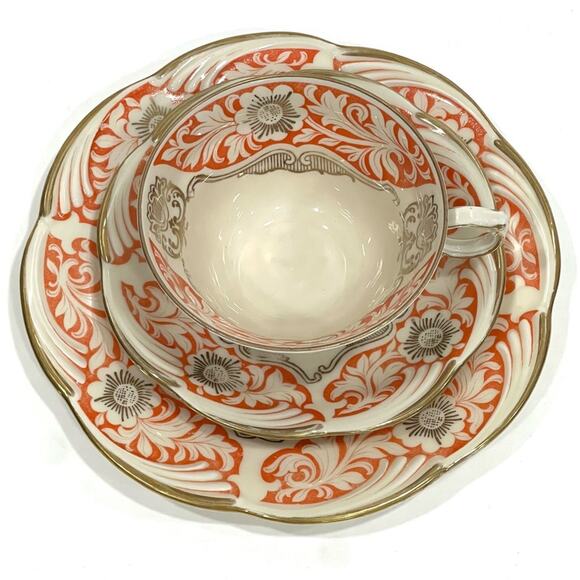 Vintage Other - Schwarzenhammer bavaria 3 pc german trio teacup saucer dessert plate orange mcm